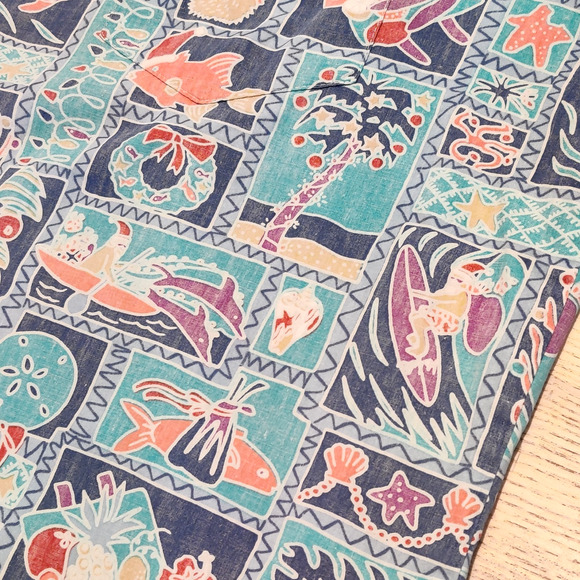 Kahala Christmas Aloha Shirt Mens XXL Cotton Reverse Print Hawaiian Surfin Santa - Picture 2 of 13